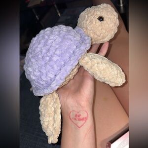 Cuddly Turtle Plush Toy - Lavender and Beige